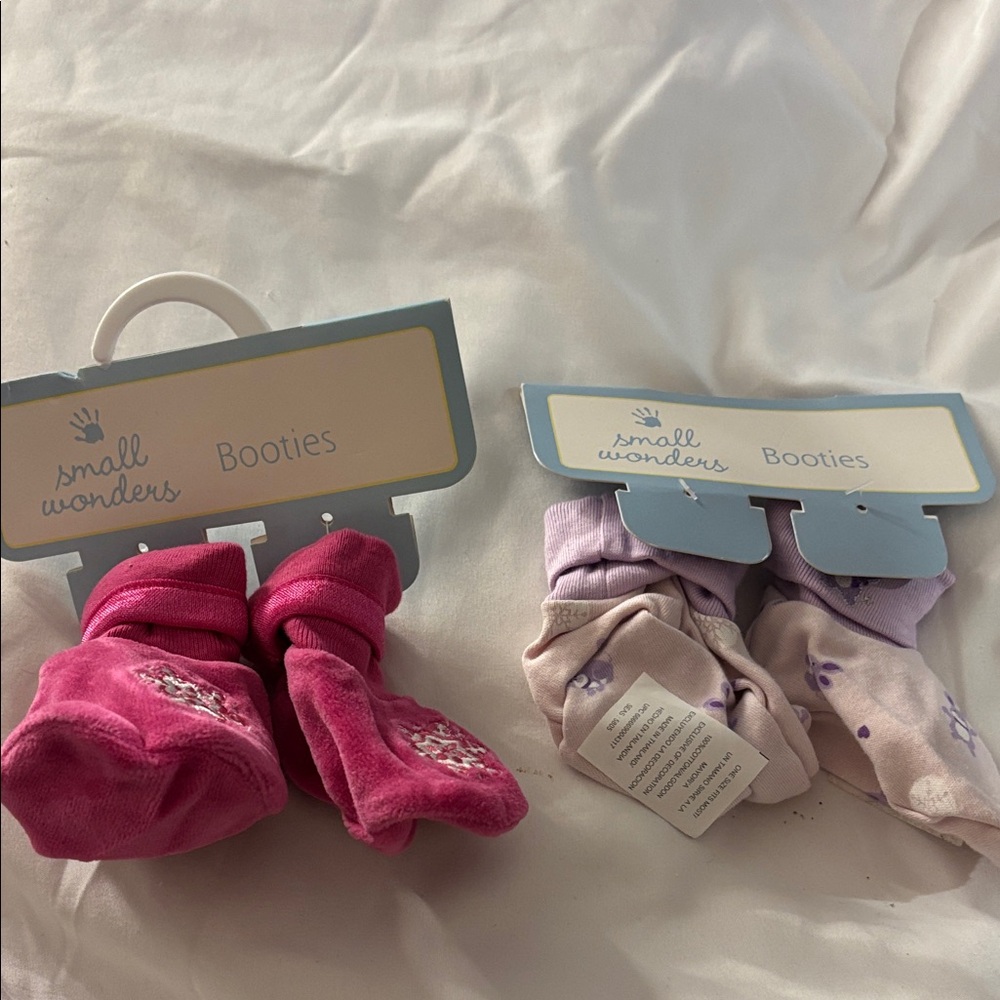 Small Wonders Pink and Lavender Booties Brand New both pairs